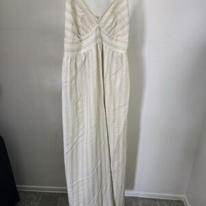 American Eagle Outfitters Striped Cream Maxi Dress